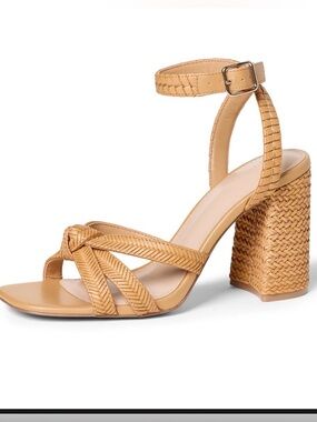 Braided Block Heel Sandal with Ankle Strap